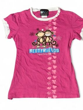Y2K Bobby Jack “Best Friends 4 Ever” Glitter Logo Baby Tee